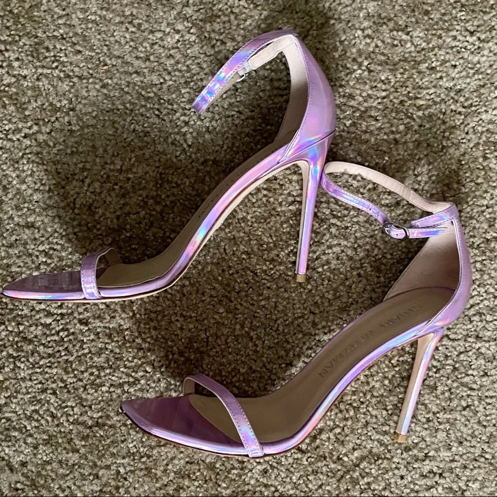 Stuart Weitzman Nudist Curve Iridescent Pink Heels Amatista US 12 - Picture 6 of 9